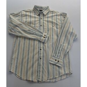 Oakton Limited Vintage Mens Preppy Striped Button Down Shirt M Blue Peach A14054